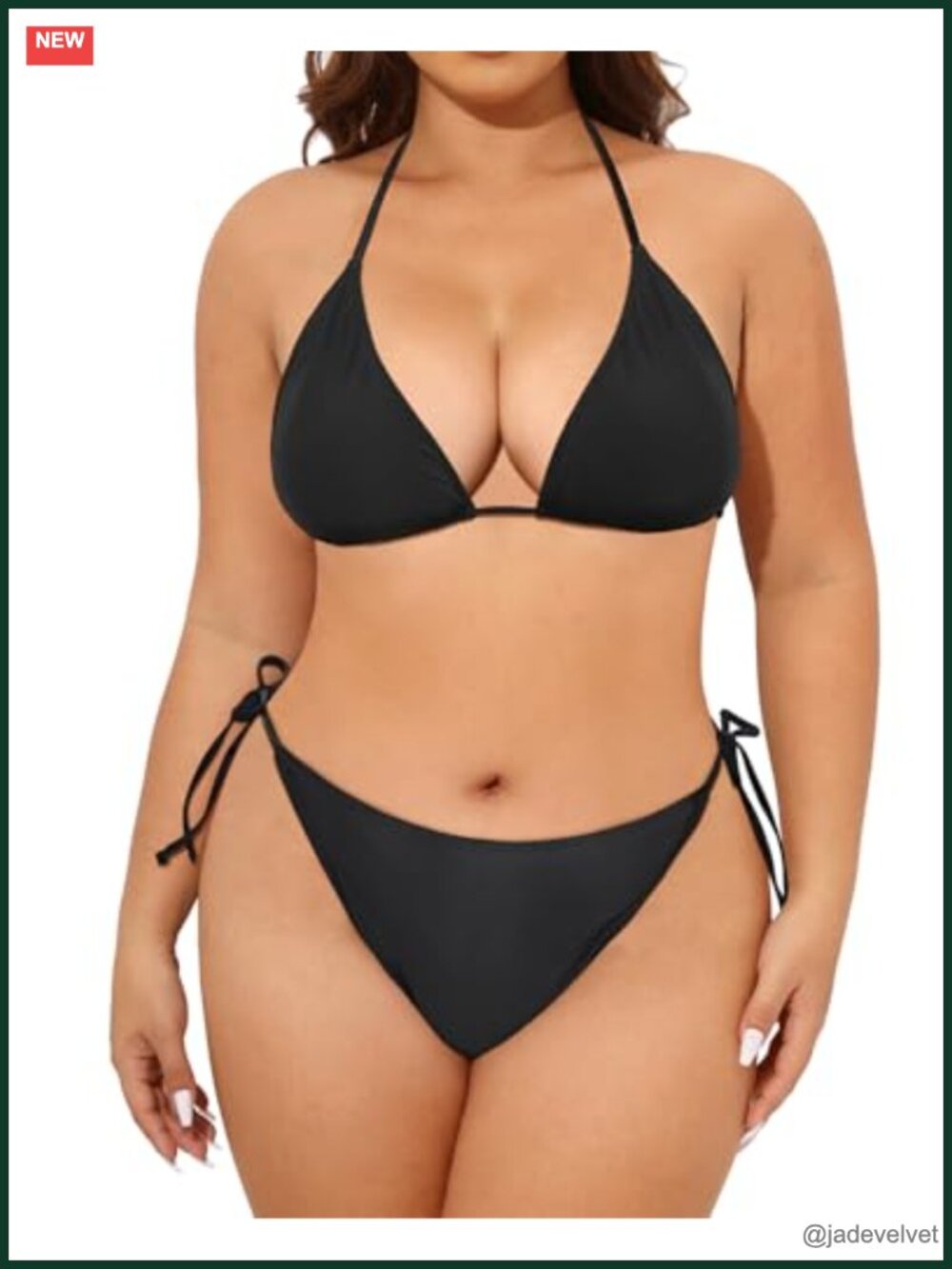 Plus Size Bikini Set String Triangle Halter Tie Side Swimsuit